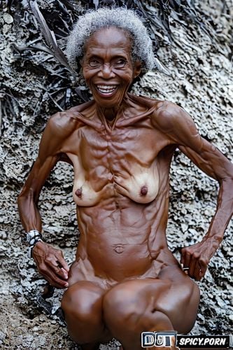 full frontal image, oiled body, partialy nude, 89 yo, well defined muscles