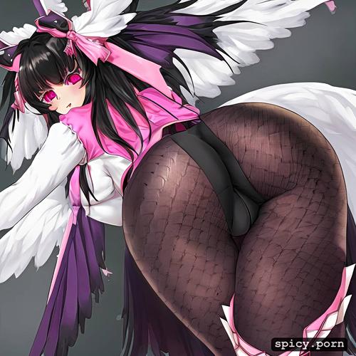 hentail big ass black hair female 18 years pink eyes sexy pose