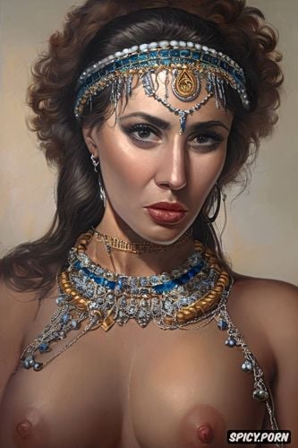 high resolution, sacred jewelry, perky breasts, extreme detail beautiful face young