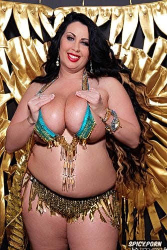 slim stomach, massive saggy melons, very beautiful bellydancer