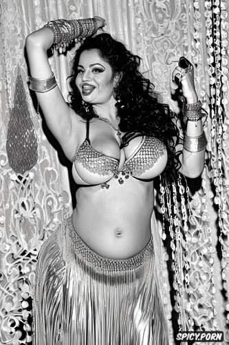 beautiful belly dance costume, gigantic saggy tits, beautiful perfect face