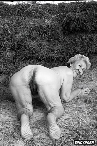 life like, nude, old grandma, wrinkled face and body, small ass