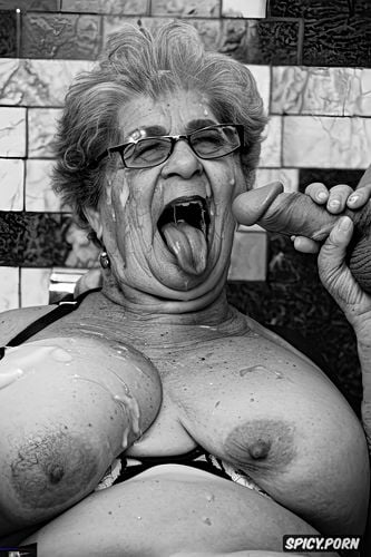 hand in head, blowjob, grandma, woman attacked in a public bathroom by zombies and brutally fucked