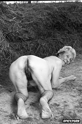 life like, nude, old grandma, wrinkled face and body, small ass