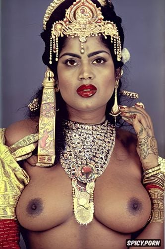 traditional portrait, goddess, lakshmi devi, huge naked breasts