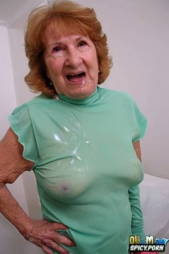 squirting cum on face, cum on face, naked, granny, short hair