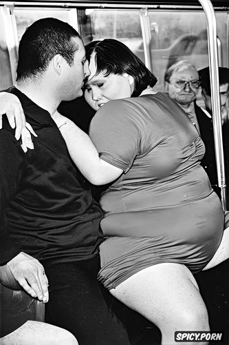 obese ordinary ssbbw shy mature female teacher gets groped on the train by her young slim male student