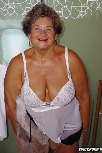 old grandmother, high res, detailed hyper busty hourglass shaped body