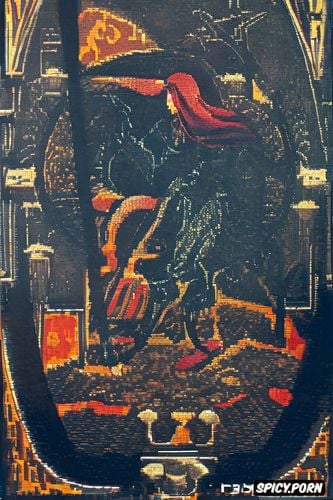 6th century painting, tapestry, metroid videogame, holy, knight