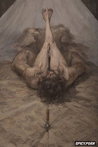 hairy vagina, werewolf, dracula, ferocious beast, fangs, art by vasily surikov