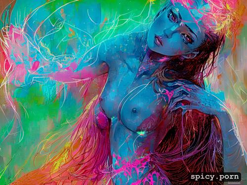 comprehensive cinematic, carne griffiths, vibrant, small breasts