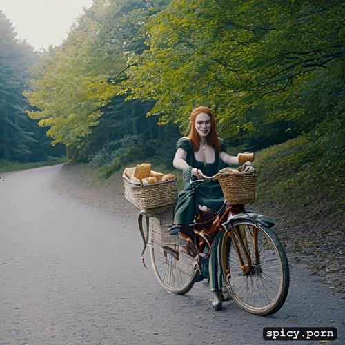 see naked boobs, up to 29, german forrest, bicycle in background