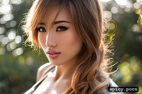 asian ethnicity, realistic, pretty sexy woman, blond, masterpiece