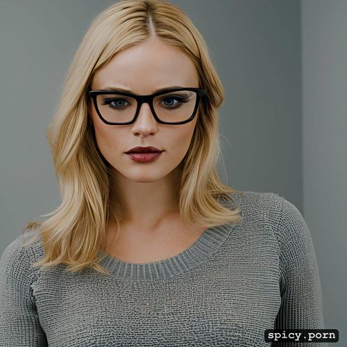 glasses, 19 years old, hot body, white woman, blonde hair, library