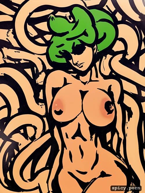 highres, realistic, small boobs, tentacles, 20 yo, 8k, perfect nude female