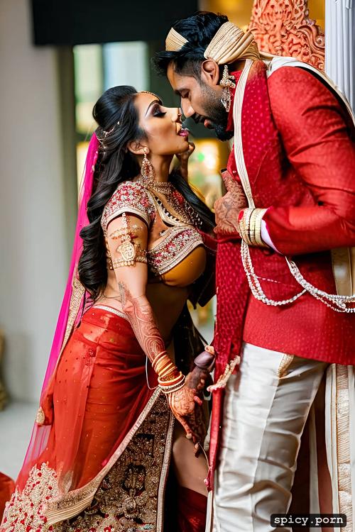 realistic human, 8k resolution, indian man put his dick inside the sexy indian bride mouth blowjob in the wedding hall having many sexy indian brides doing blowjobs to every man in wedding hall