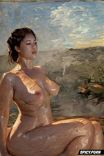 wet skin, fatty skin folds, manet, grabbing neck, very hairy vagina