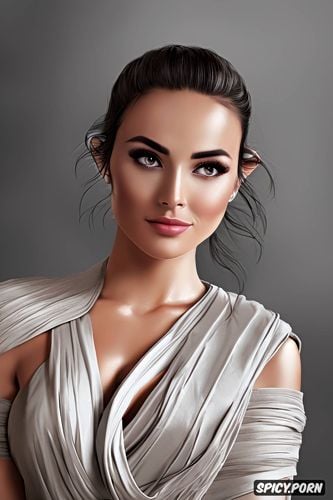 rey skywalker star wars tight jedi robes beautiful face no makeup smirk