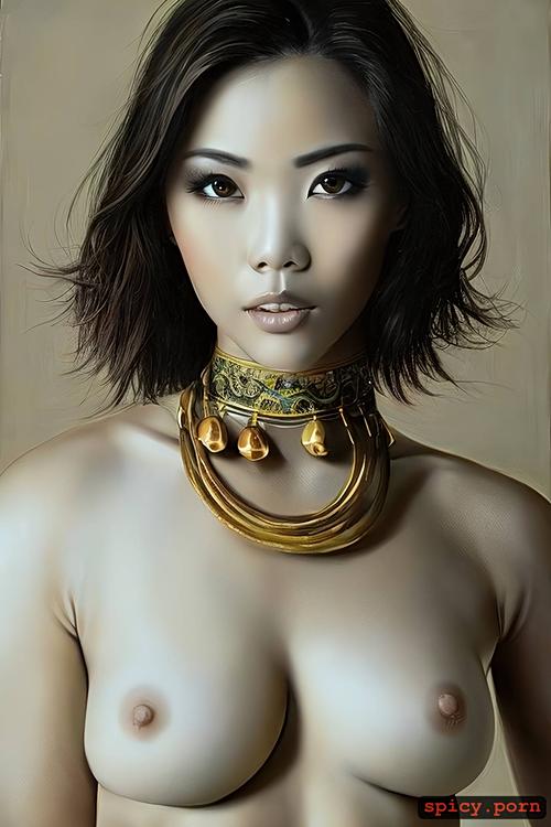 thai girl, art by diego gisbert llorens, short thai hairstyle