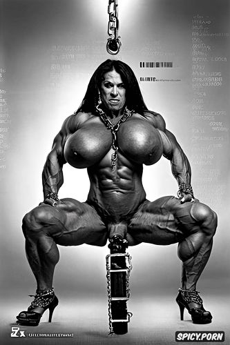 large dick, enormous boobs, bodybuilder, wet, chains, orgasm