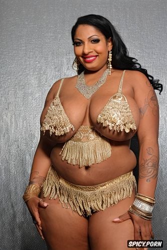 gorgeous indian burlesque dancer, very wide hips, large natural breasts