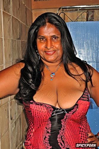 obese desi indian old granny, pretty face, oriental bed, professional photography