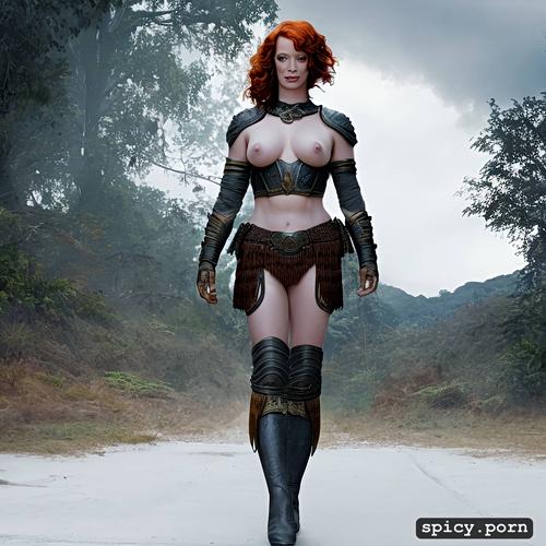 smooth, exposed nipples high resolution, full length photo of christina hendricks as an amazon warrior