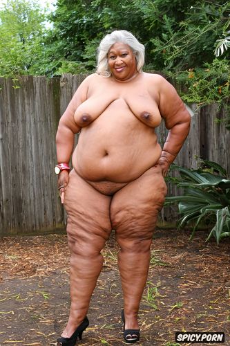 granny, ssbbw, standing, naked, black, busty, fat, no clothes