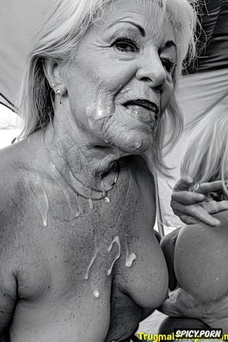 true color, look into camera, blowjob, visible nipples, old grandma and old aunt