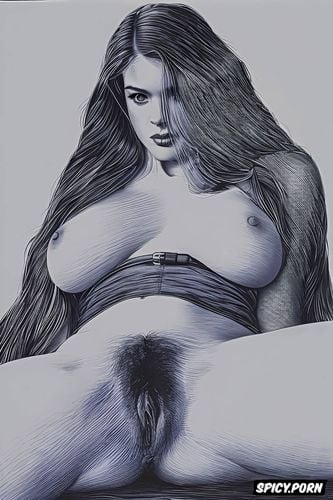 woman spreads legs, davinci, hd detailed pussy lips, precise draftsmanship