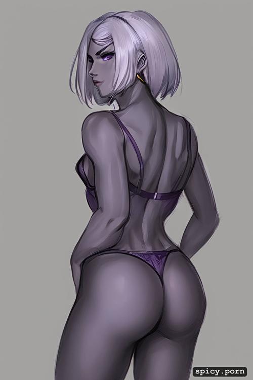 detailed, style pencil, purple eyes, pretty naked female, full body