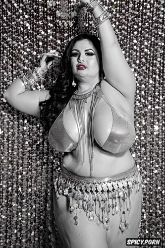 massive saggy breasts, symmetric hanging boobs, gold and silver