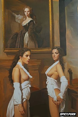 portrait, valesquez oil painting, las meninas, topless