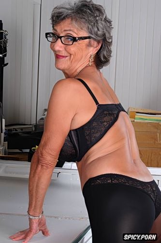 perky small tits, no makeup, nerd librarian, 60 years old, old mature