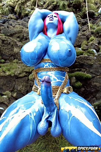 demon tail, enormous boobs, ultra realistic photo, futanari