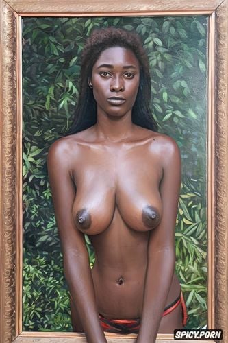 stunning face, perfect body, traditional maja woman, topless