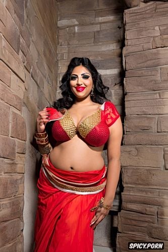 spectacular make up, smiling, gorgeous voluptuous indian model milf bride