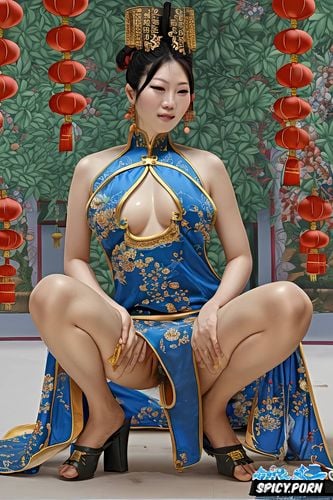 tiny pussy, canon d, tang dynasty qixiong ruqun hanfu, shaved pussy