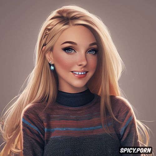 realistic details, straight hair, view from the front, braces