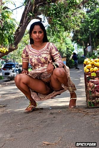 a small tree vendor in vadodara, sitting on a footpath selling fruit