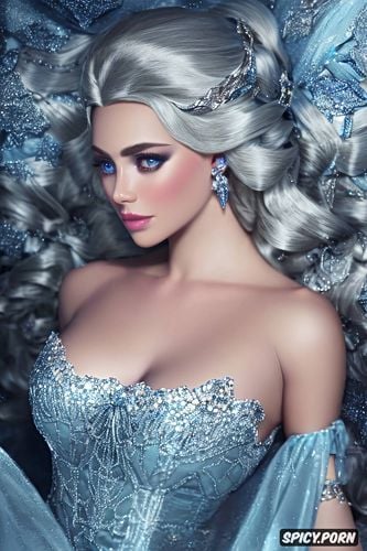 ice blue eyes, silver and crystal tiara, ultra realistic, beautiful face portrait