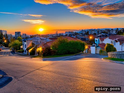 sunrise, beautiful modern street, ultra detailed, nice place