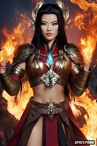 artstation, asian skin, azula, concept art, throne surrounded by blue fire