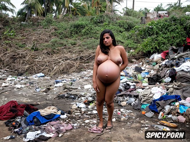 tied with her legs apart and abandoned in a garbage dump rundown and miserable latam slum