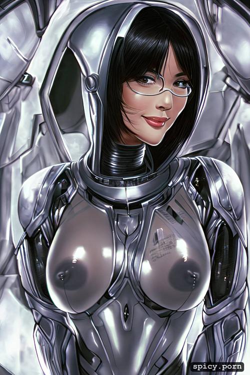 hard nipples, average body, woman, transparent clothing, on a sci fi alien world