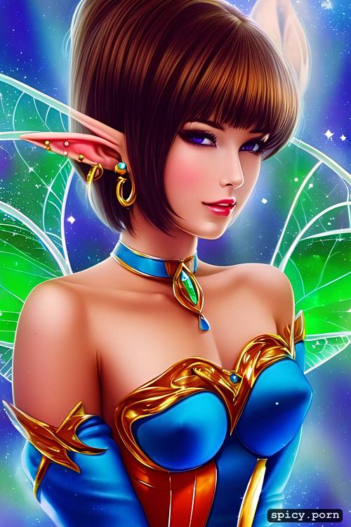 little boobs, perfect body, piercing, elf ears, fairy female