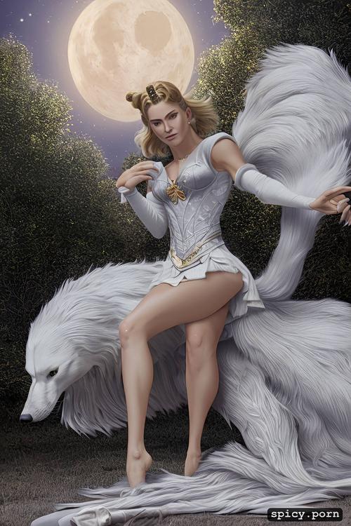 final fantasy, throwing a sword, spreading legs, wolf, close up portrait