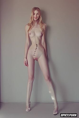 photorealistic, pretty face, super huge gap between legs, blonde