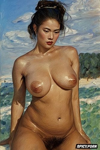 grabbing neck, realism painting, sunlight reflected on skin