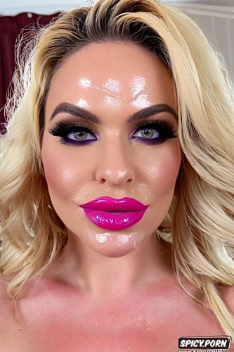 thick lip liner, open mouth, cumshot, glossy lips, shiny pink lipstick